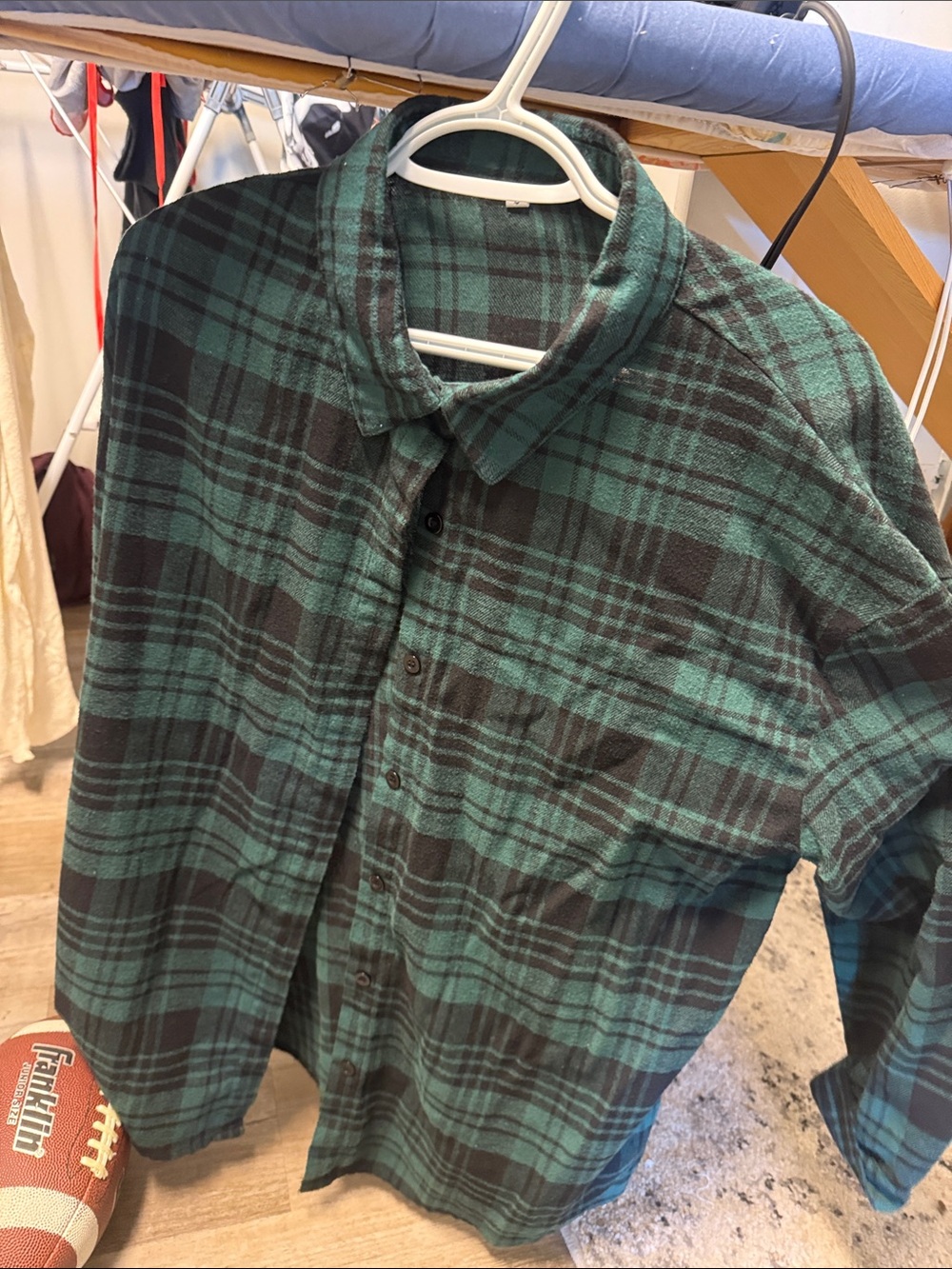 Men's Green and Black Plaid Flannel Shirt